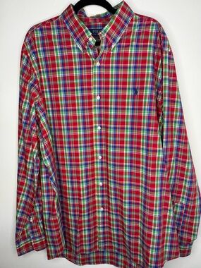 Polo Ralph Lauren Shirt XXL 18.5 Classic Fit Plaid Button Down Long Sleeve